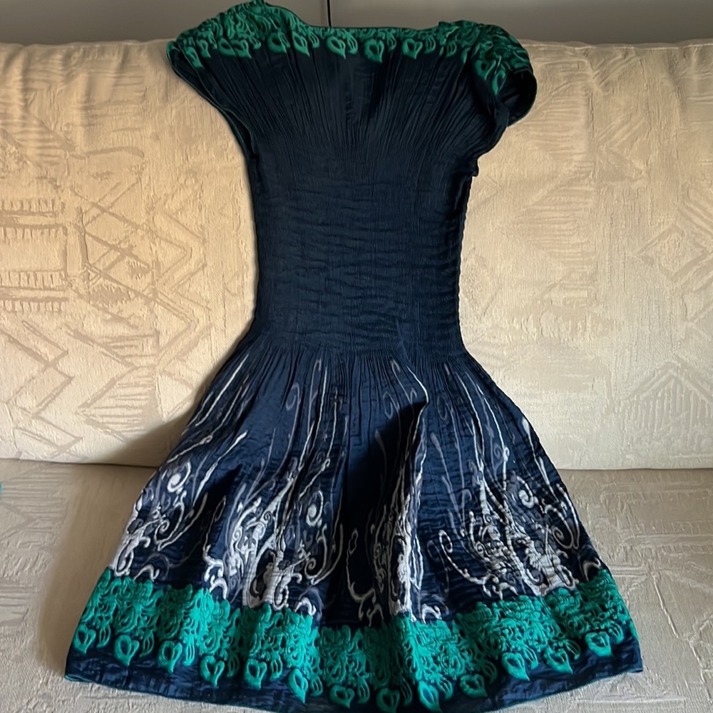 Max Studio Smocked V-neck Fit & Flare Dress - Picture 3 of 4